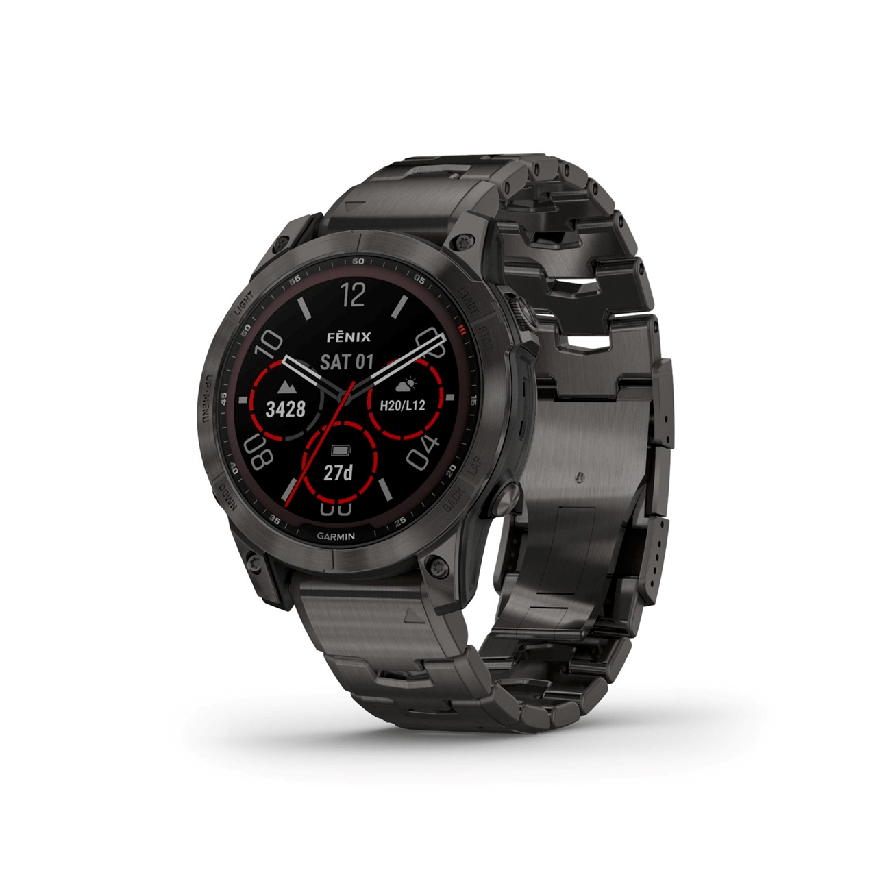 Garmin Fenix 7 Sapphire Solar 47mm Premium Smartwatch Premium Carbon Gray DLC with Vented Titanium Band / 47m