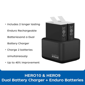 GoPro Hero10 & Hero9 Dual Battery Charger + Enduro Batteries