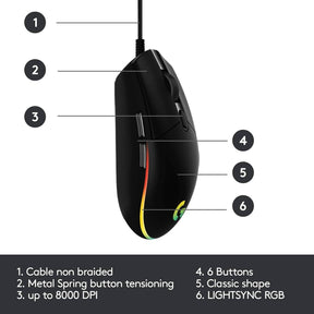 Logitech G203 Lightsync RGB Wired Gaming Mouse