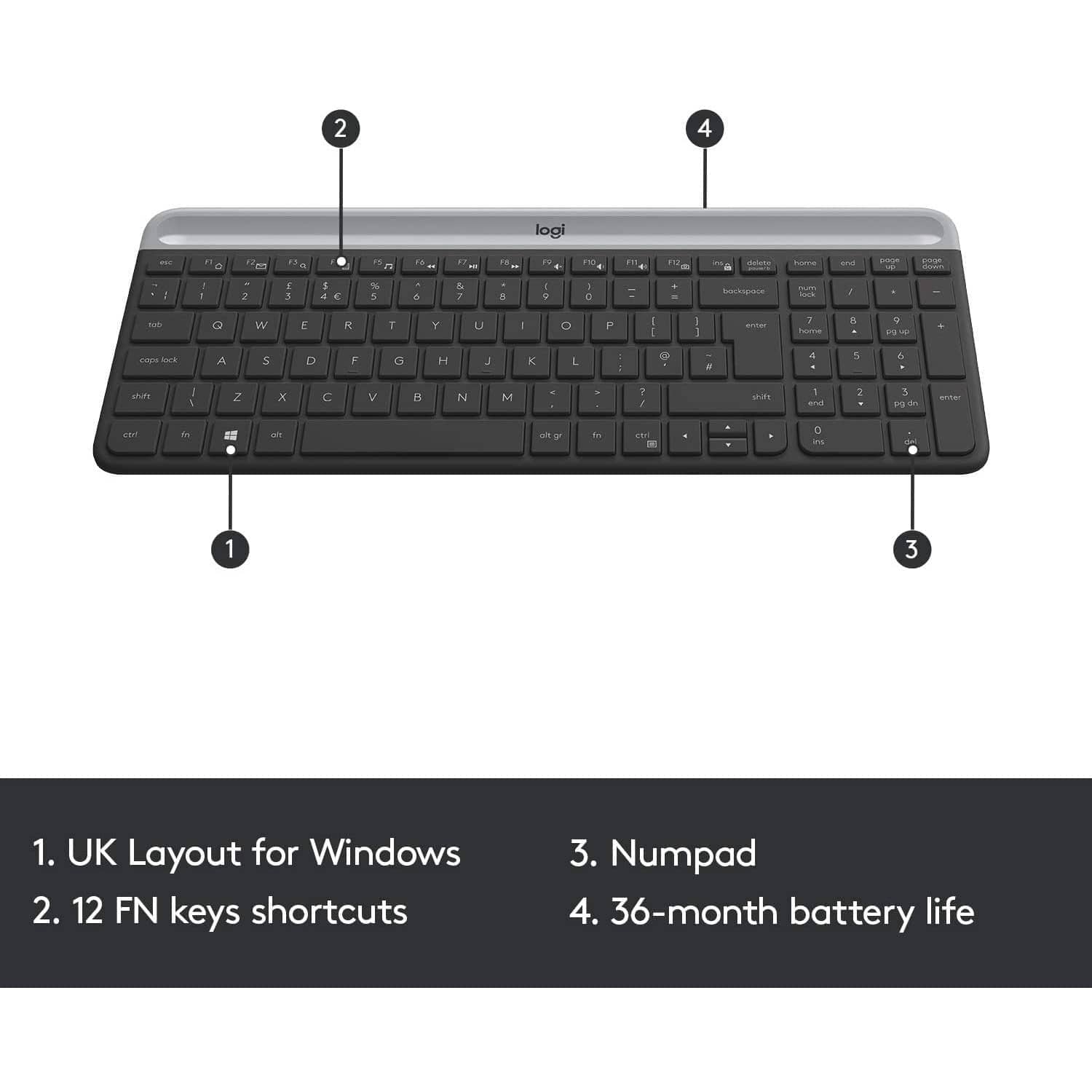 Logitech MK470 Slim Wireless Keyboard and Mouse Combo